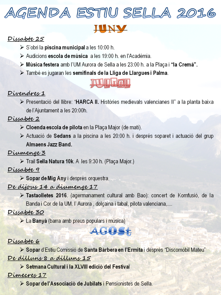 Agenda estiu 2016